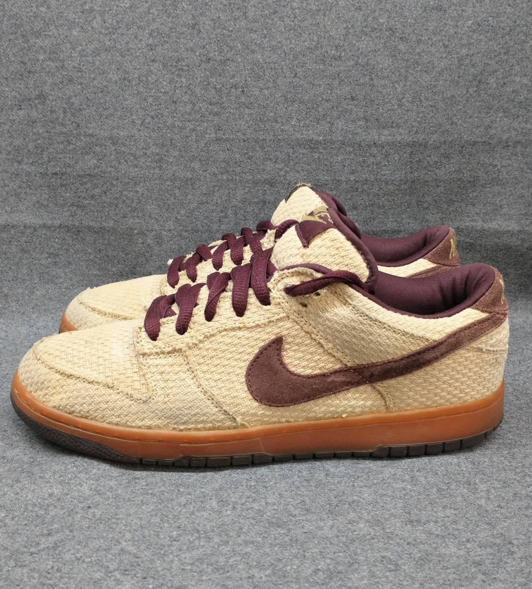 ジャンク 1円〜 NIKE SB DUNK LOWRED HEMP ナイキ ダンク レッド ヘンプ 27.5cm 2004年製 スニーカー セイル 麻 当時物 レトロ 304292-761_画像1