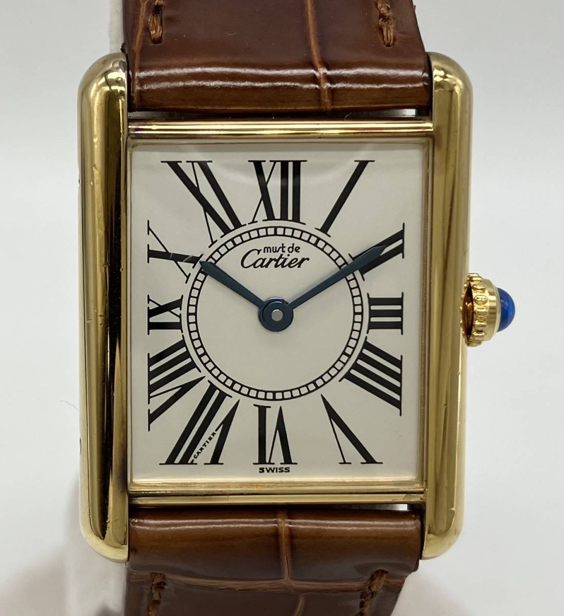 【電池交換済】 Cartier カルティエ マストタンク ヴェルメイユ クォーツ レディース 腕時計 ケース925 シルバー文字盤_画像1