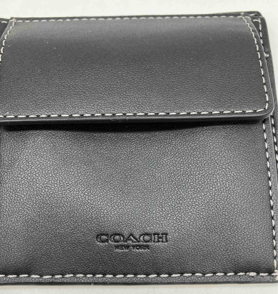 【美品】 COACH コーチ M2244 チャコール ロゴ柄 折り財布 コンパクト ウォレット_画像6