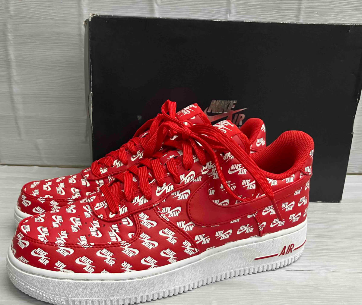 NIKE AIR FORCE Ⅰ LOW ナイキ ALL OVER LOGO RED AH8462-600 メンズ スニーカー 27cm レッド タグ付き