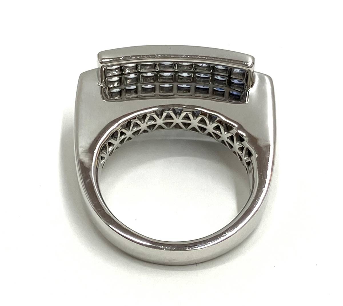Jeunet ジュネ K18WG サファイア3.82 ct グラデーション リング 指輪 14.5g #15
