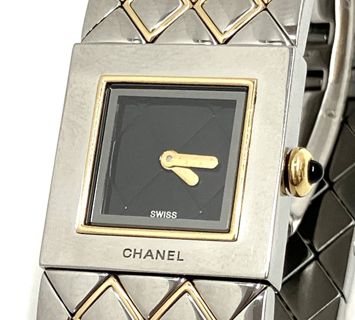 [ polish ending ]CHANEL Chanel matelasse SS×YG combination quartz wristwatch V.C.84333