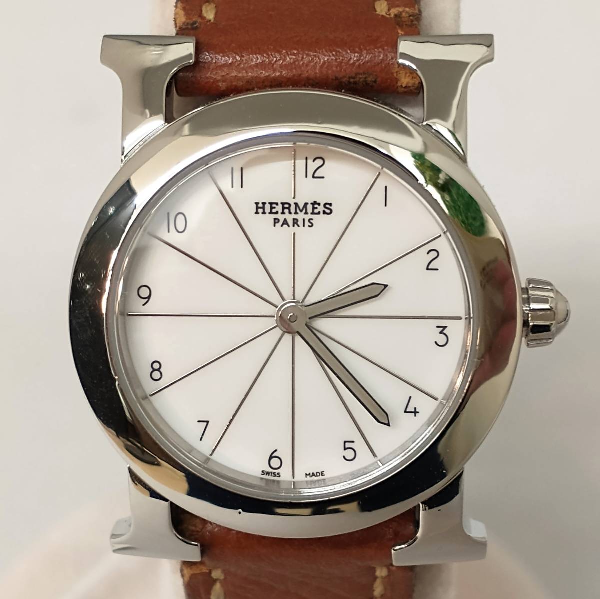 【あす楽対応】 26520円 【23年10月新品仕上げ・電池交換済】HERMES エルメス H Hウォッチ