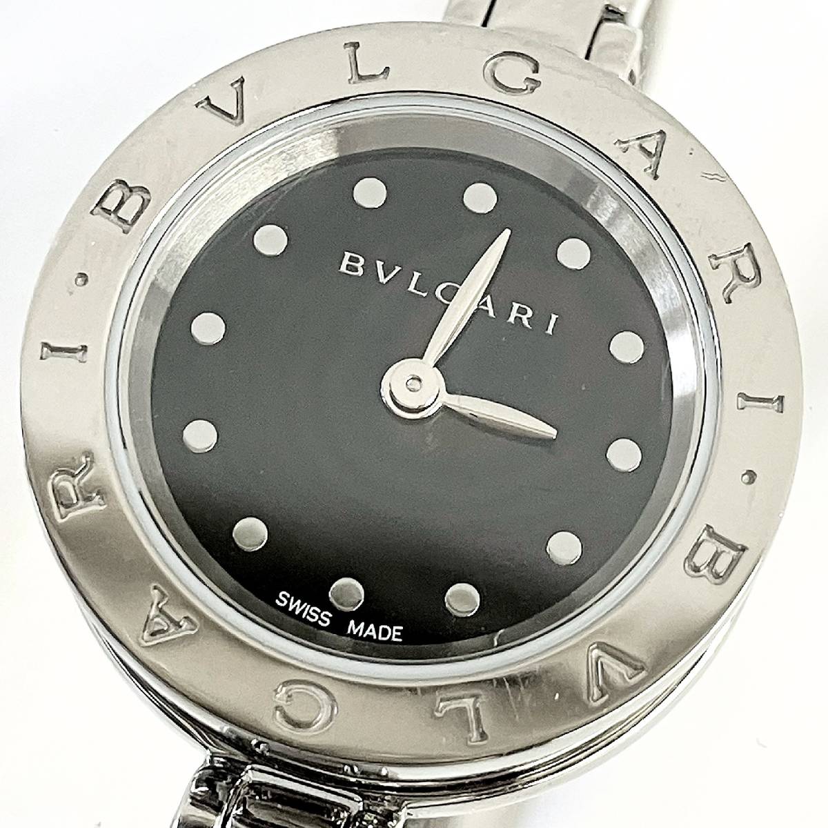 【SALE！】BVLGARI 腕時計　B-ZERO1 ビーゼロワン　BZ23BSS 黒文字盤　クォーツ　M シルバーカラー　レディース　【保存箱付き】