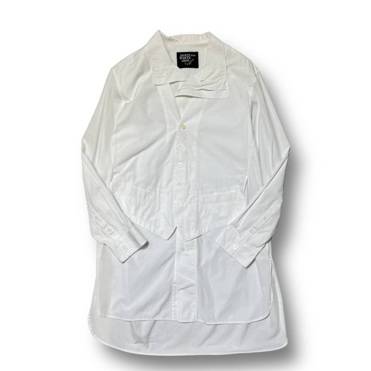 yohji yamamoto POUR HOMME Vest Docking Long Sleeve Shirt White 22aw HE-B50-520 ヨウジヤマモト ベストドッキングブラウス 店舗受取可