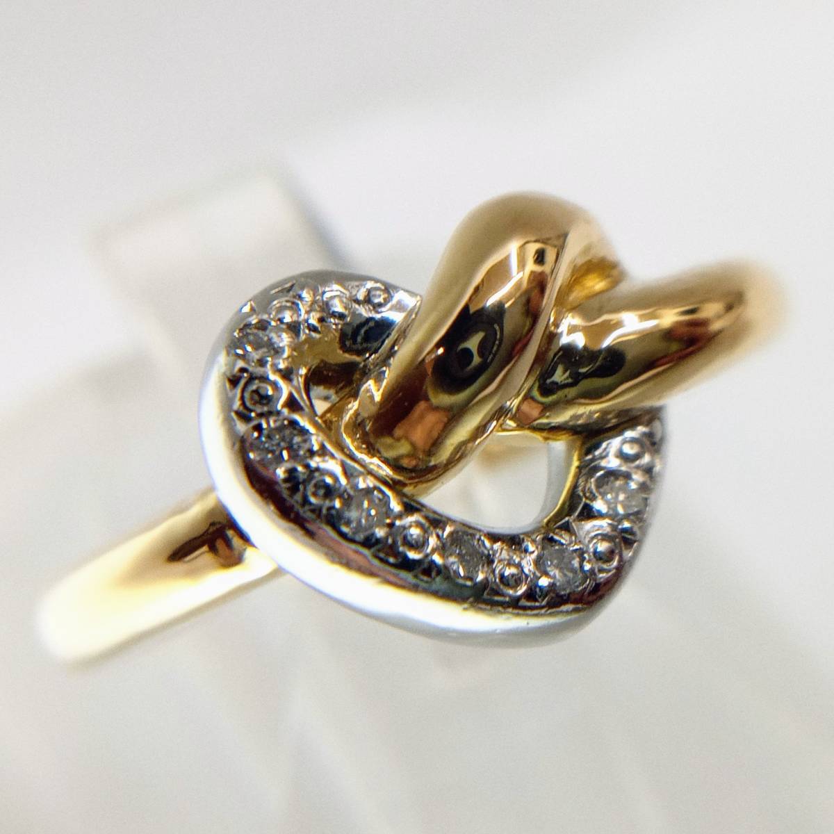 トップ コンビ ダイヤモンド ブランドアクセサリー 3.9g 9号 Pt900 K18 0.04ct ダイヤ付き JEWELRY STAR リング ゴールド スタージュエリー ハート 指輪