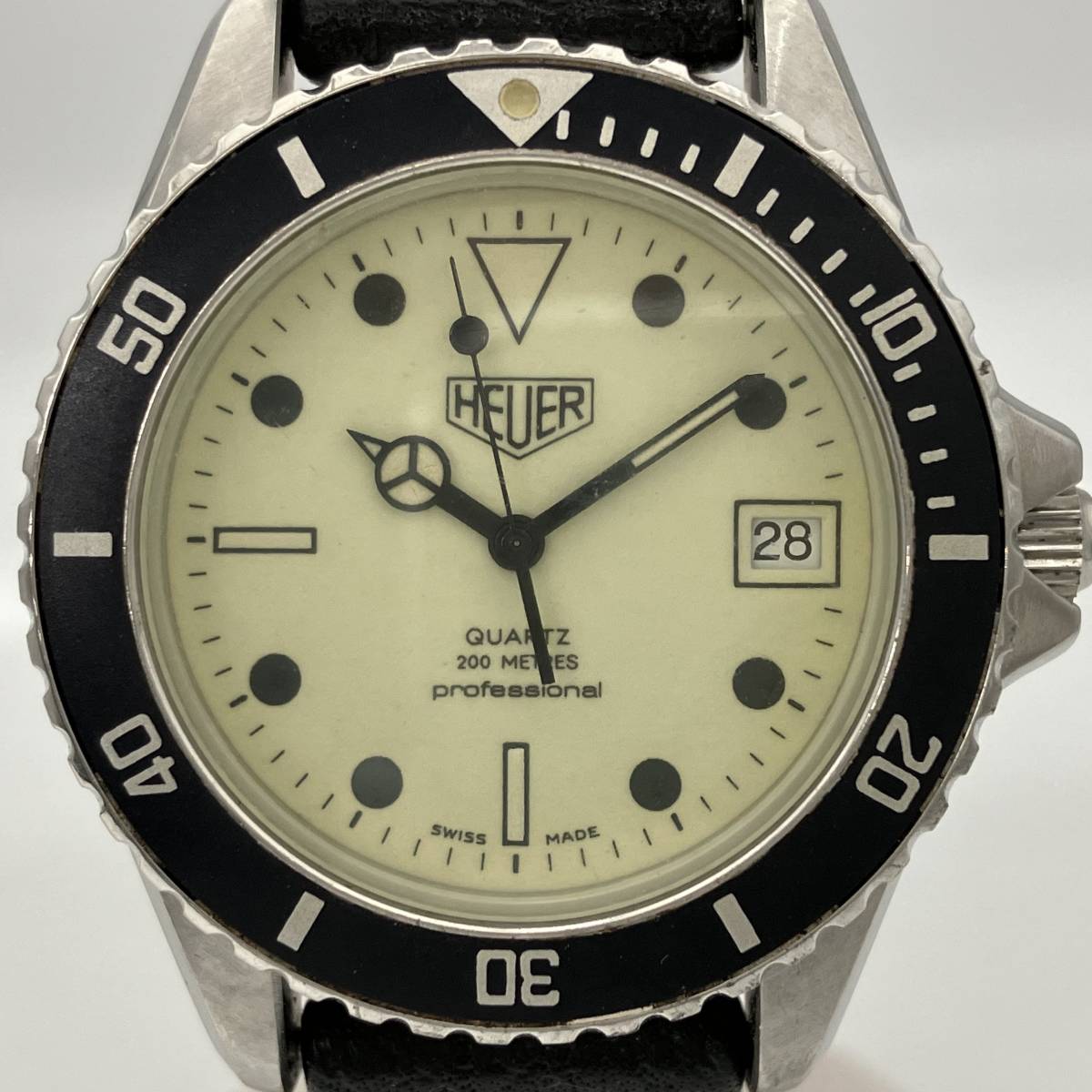 HEUER(TAG HEUER) ナイトダイバー／980.113／ジャンク品／クォーツ／風防傷有り、ベルト非純正(劣化有り)_画像1