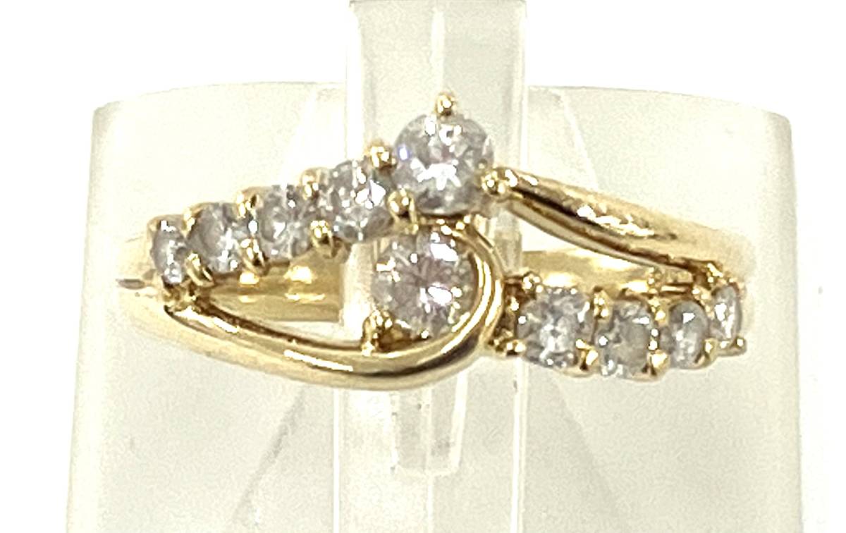 【値下げ】 ダイヤ0.54ct 18金 K18 12号 リング 3.6g イエローゴールド