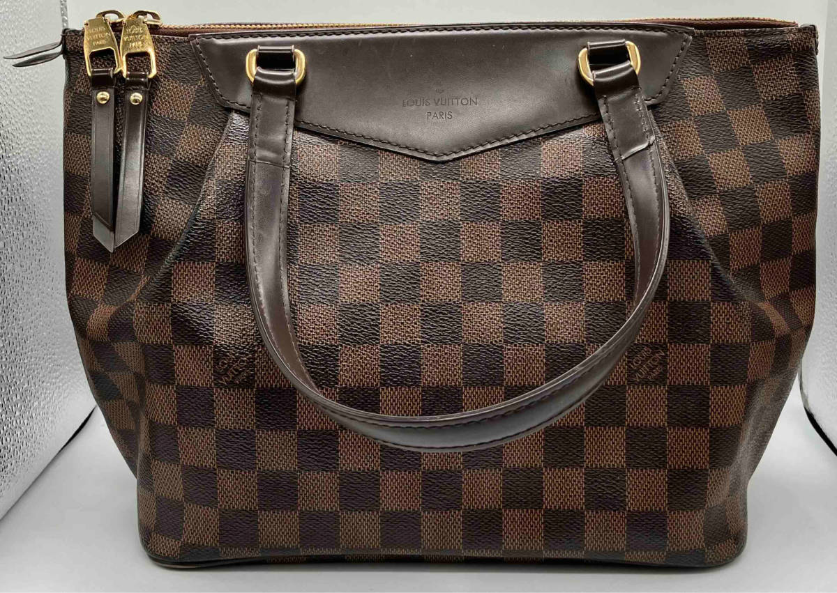 LOUIS VUITTON ルイヴィトン ダミエ エベヌ FL4131 ウェストミンスターPM レザー ハンドバッグ ブラウン 茶 N41102 保存袋付き 鞄_画像1