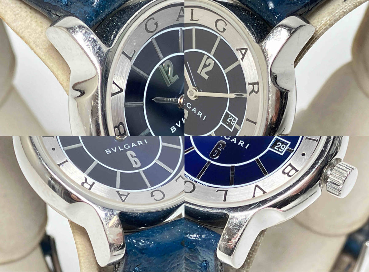 BVLGARI Solotempo ST29S 青文字盤 レザーベルト クォーツ ステンレス_画像3