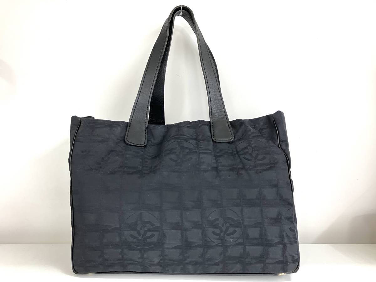 【1円スタート/在庫整理】CHANEL シャネル ニュートラベル MM トートバッグ 黒 ナイロン レザー_画像2