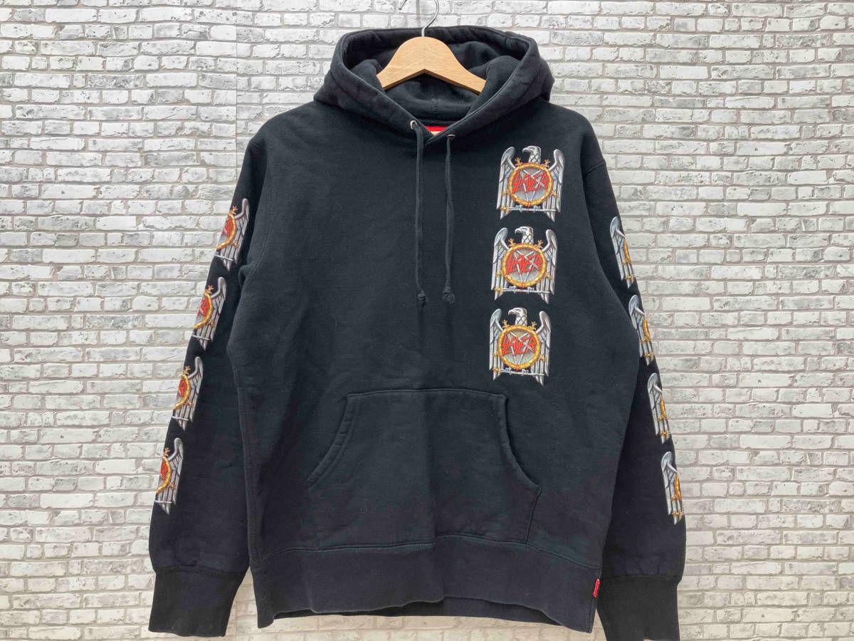 Supreme × SLAYER シュプリーム ×スレイヤー 16AW hooded sweatshirt スウェットパーカー slayer eagle メンズ M ブラックの画像1