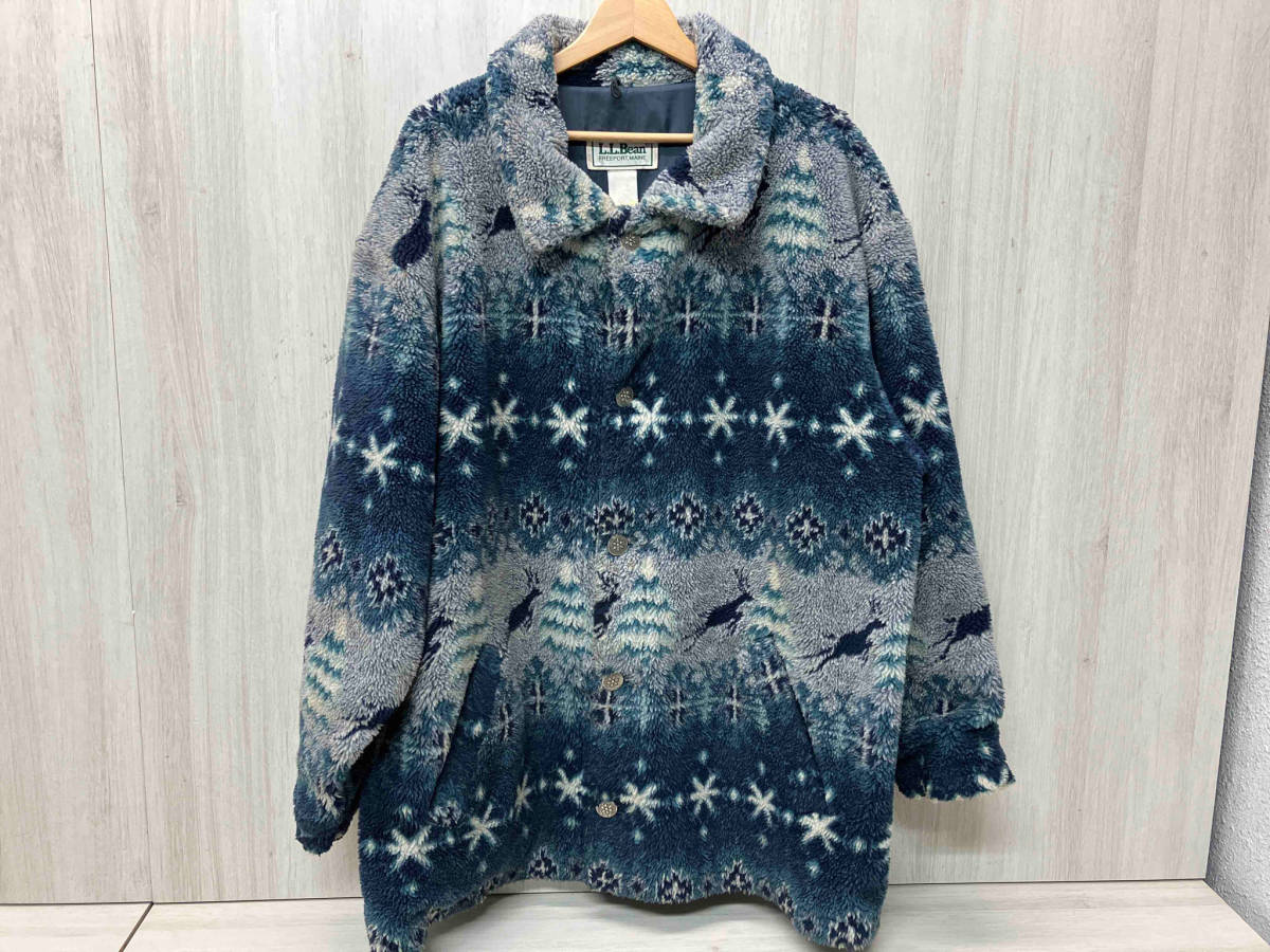 2024年最新海外 サイズ不明 フリース ノルディック柄 エルエルビーン L.L.Bean ネイビー系 冬 メンズ トナカイ 男性用