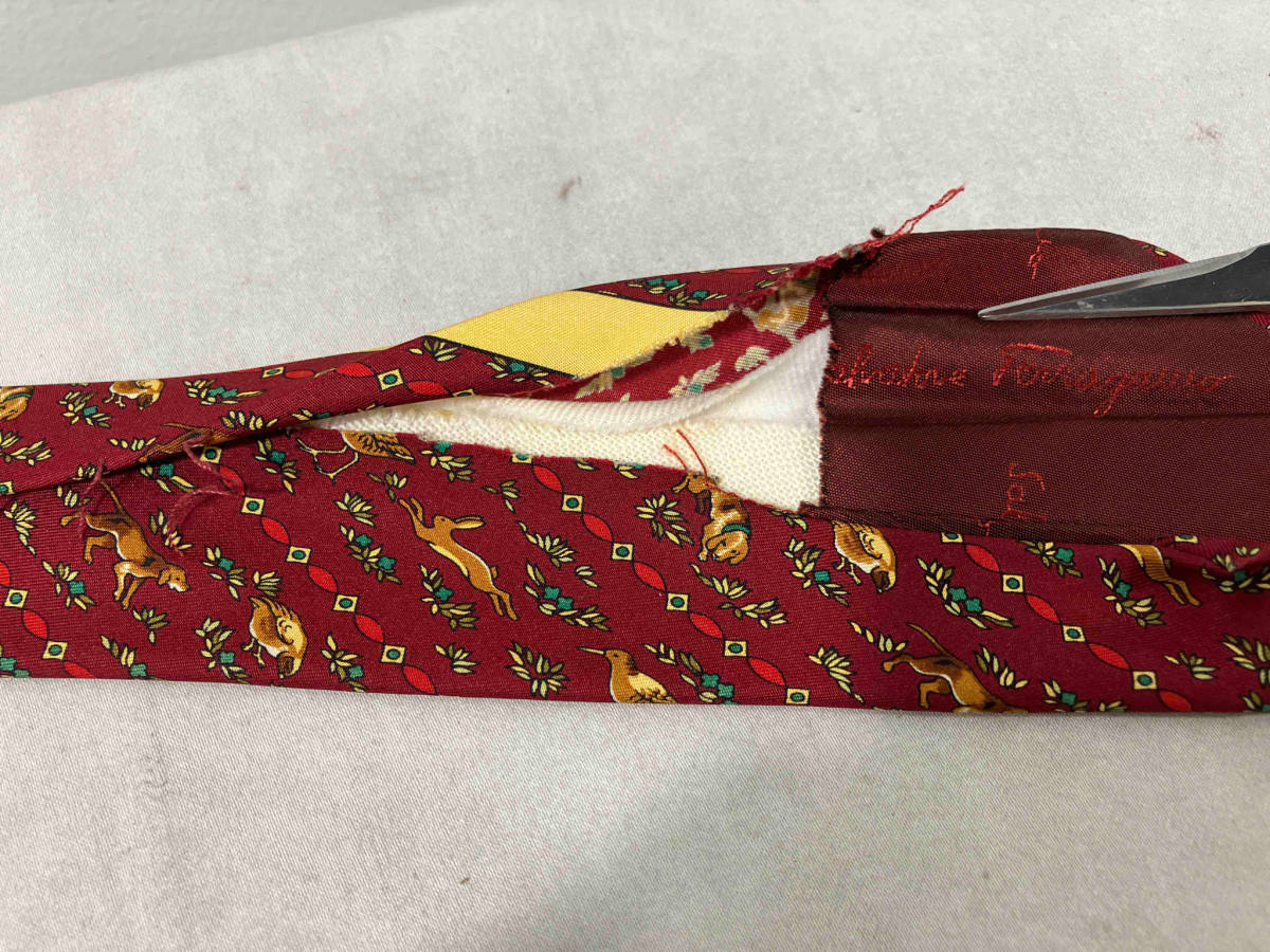 Salvatore Ferragamo animal pattern necktie red サルバトーレフェラガモ アニマル柄 ネクタイ レッド_画像6