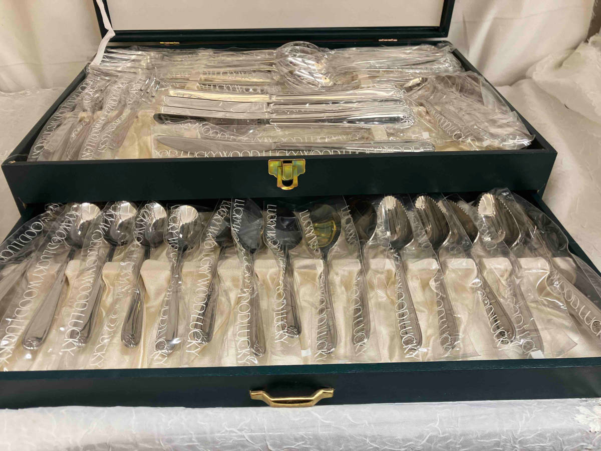  Lucky wood LUCKYWOOD cutlery set dinner set unused 40pc 5 customer for box attaching records out of production rare Mali eta Heart ribbon 