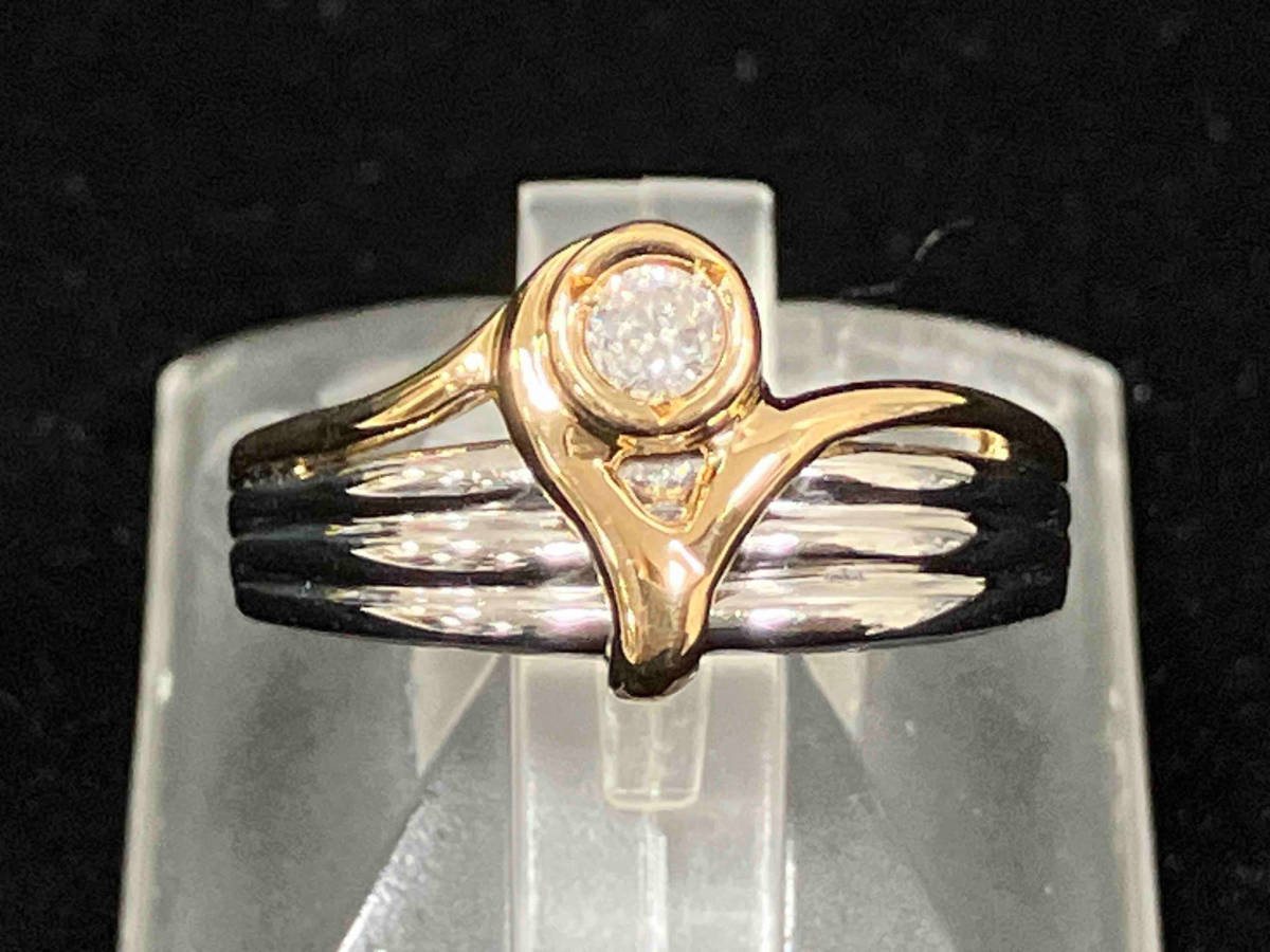 【感謝価格】 【輝くダイヤ】K18/Pt900/ダイヤ0.08ct/#11/3.3g/ゴールド/プラチナ/ダイヤモンド/リング プラチナ台