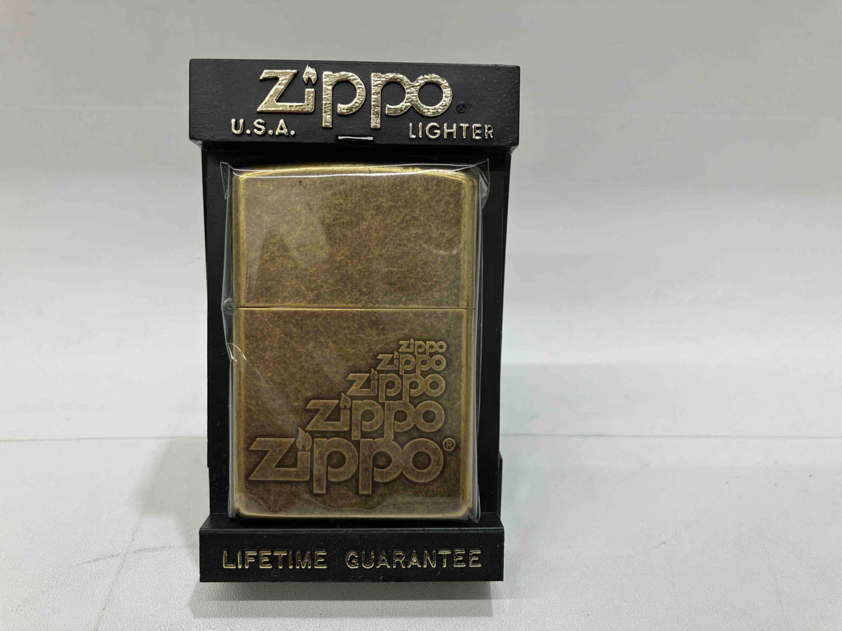 未使用品 【新品未使用品】ZIPPO ロゴデザイン アンティークブラス仕上げ　2000年製 店舗受取可