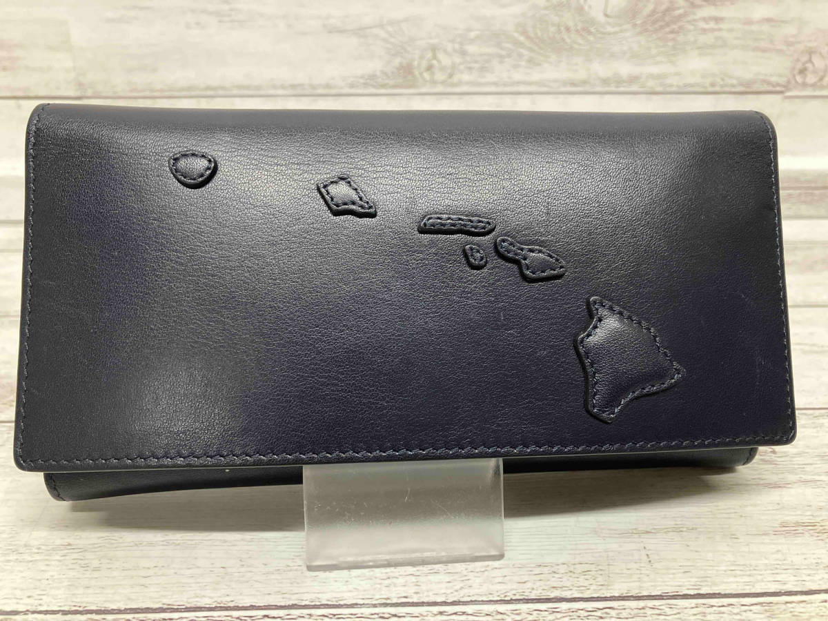 Lanai TRANSIT HAWAI I ラナイトランジットハワイ 長財布 Sorrento Flap Wallet プリマレザー イタリア製 レディース デニム ブルー