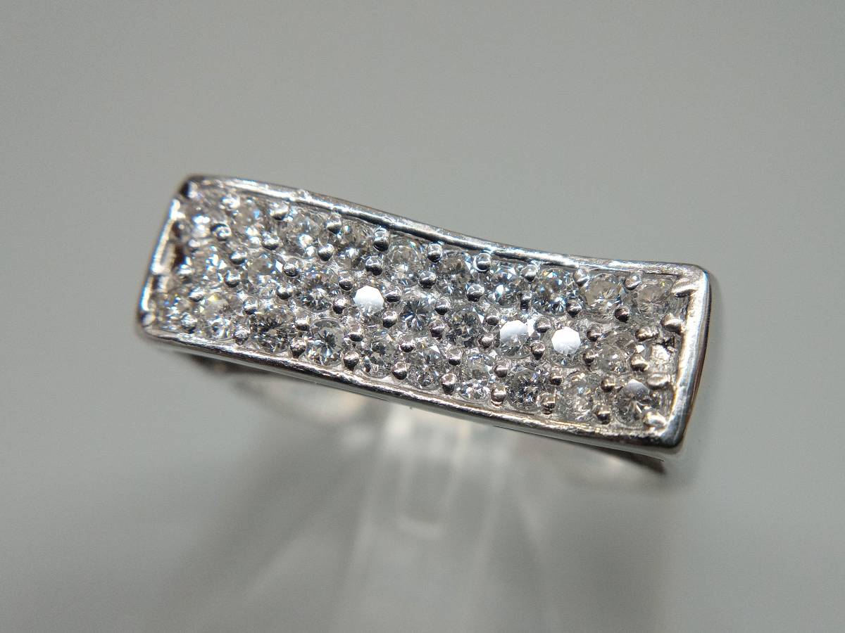 経典 0.5ct ダイヤモンド プラチナ Pt900 【メレダイヤ】 指輪 店舗受取可 7.3g ウェーブデザイン アクセサリー 15.5号 リング プラチナ台