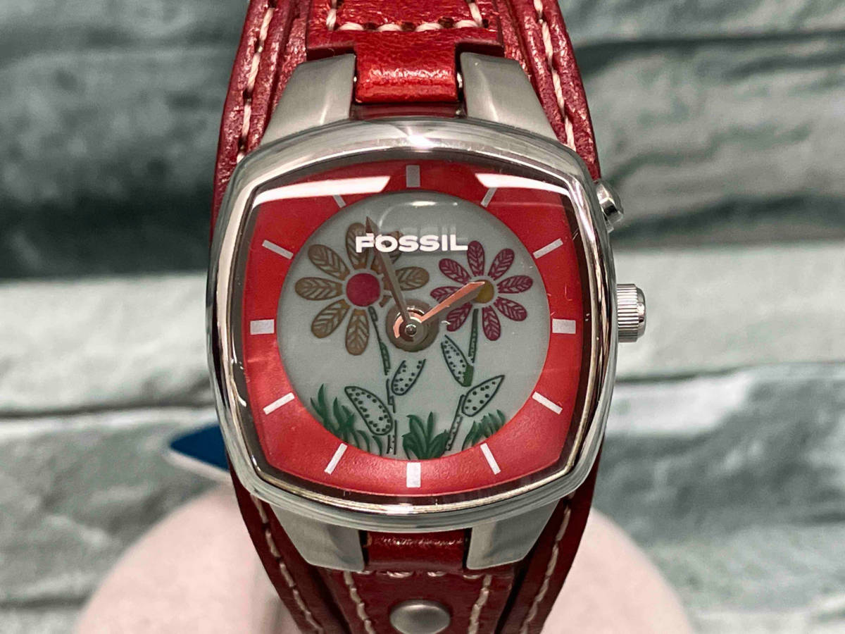 Fossil/ES-9873/フォッシル/腕時計/レザーベルト/液晶/花柄/レディース/レッド_画像2