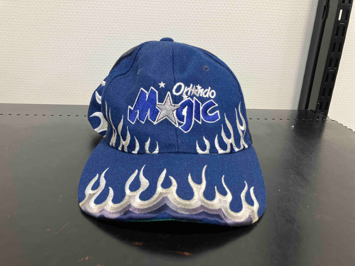90s NBA Orland Magic ファイヤーパターン キャップ ブルー 青 コリア製 炎 バスケ 90年代 オールド old エヌビーエー オーランドマジック