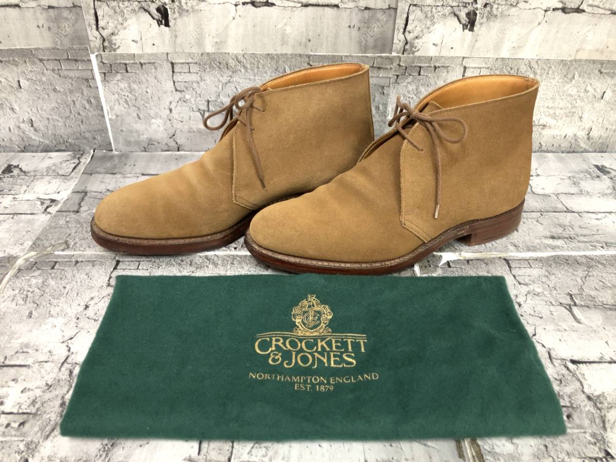 収納袋付き CROCKETT&JONES クロケット&ジョーンズ CHERTSEY チャートシー チャッカブーツ スエード サイズ5 1/2 ブラウン_画像1