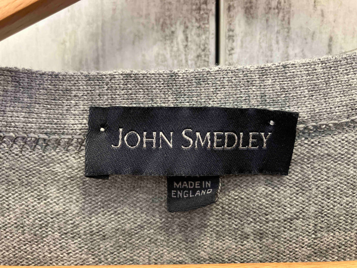 JOHN SMEDLEY ジョン スメドレー グレー イギリス製 Vネック カーディガン ウール M_画像4