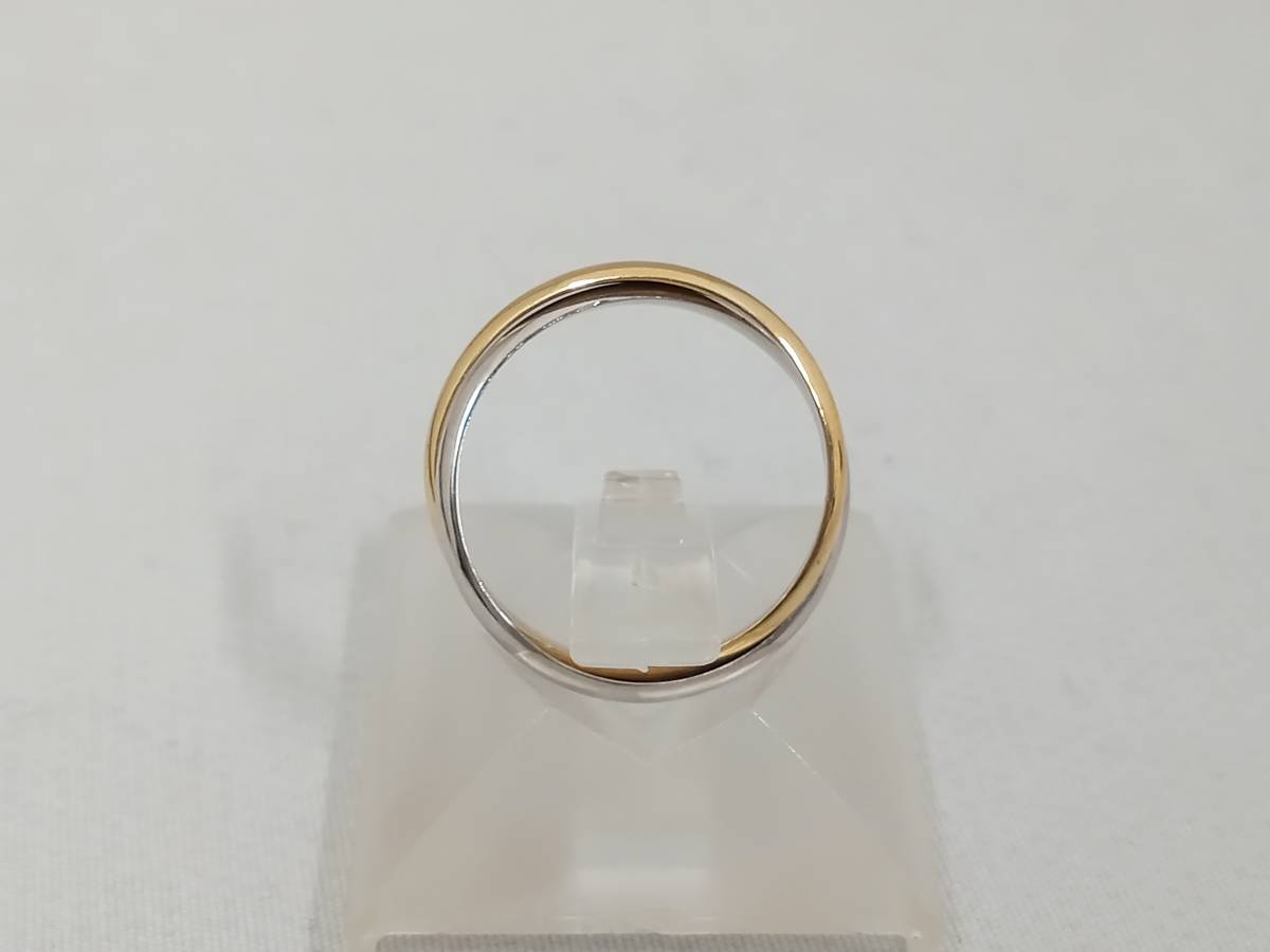 K18 Pt900 #7 2.4g 2連リング リング 指輪 ゴールド シルバー