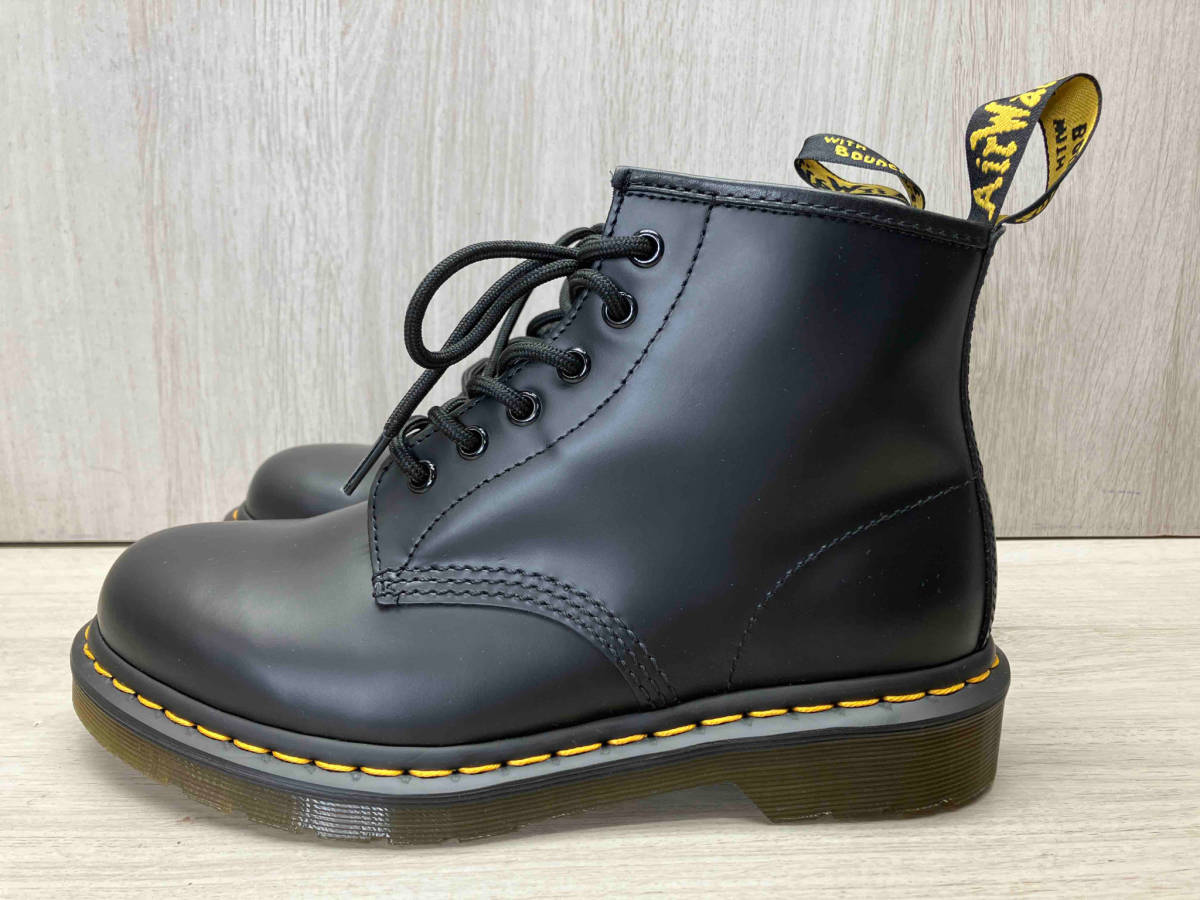 Dr.Martens/ドクターマーチン　101YS スムース6ホールブーツ　イエローステッチ　ヒールループ　ショートブーツ　ブラック　UK6_画像2