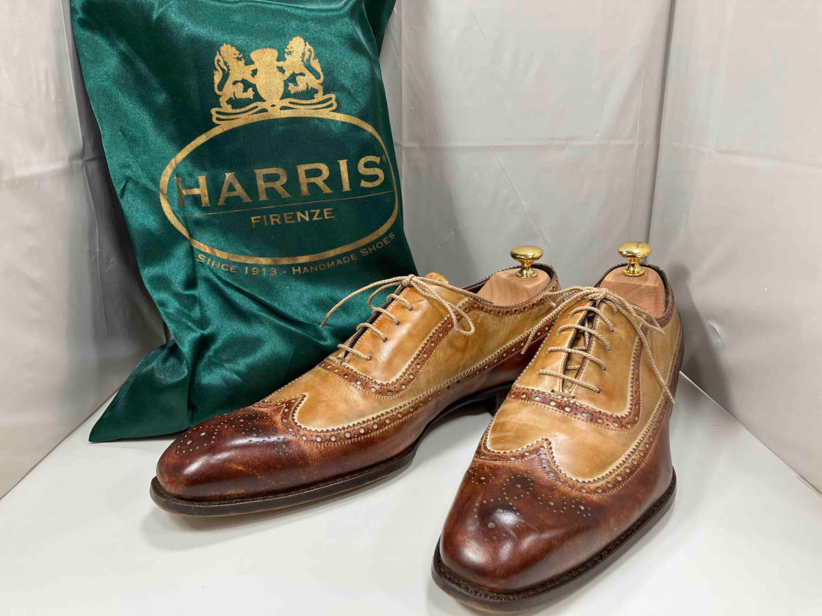 ウィングチップ ベージュ HARRIS ハリス ウイングチップ フルブローグ 1841 EU43 27.5cm ブラウン ベージュ 革靴