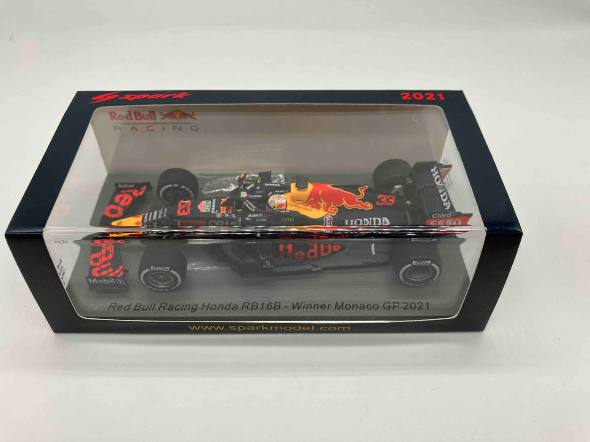 現状品 Spark model 1/43RedBull Racing Honda RB16B No.33 Red Bull Racing Winner Monaco GP 2021 Max Verstappen With No.1 Board