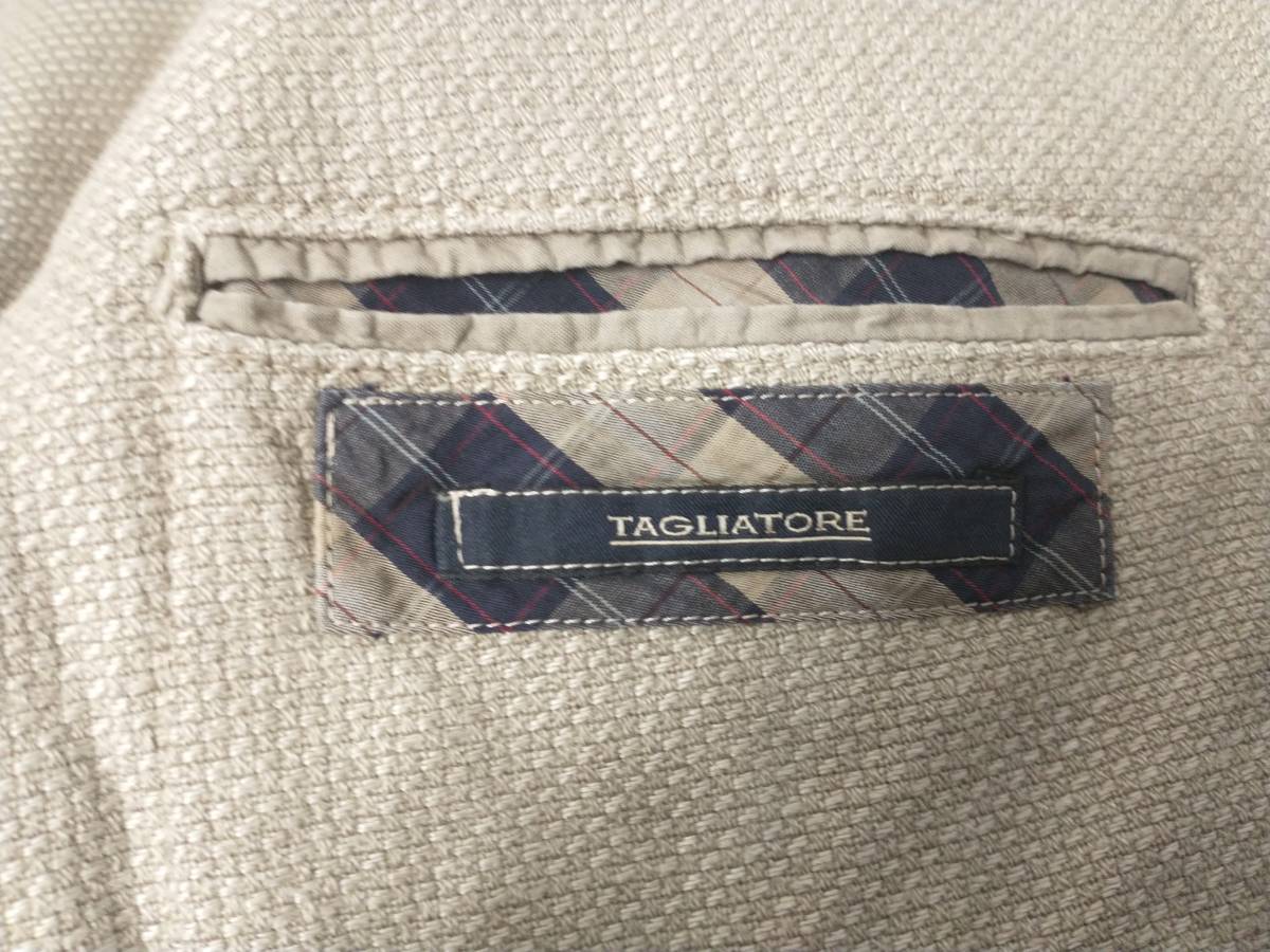 TAGLIATORE タリアトーレ テーラードジャケット 3つボタン イタリア製 麻 コットン サイズ46 ベージュ 店舗受取可_画像7