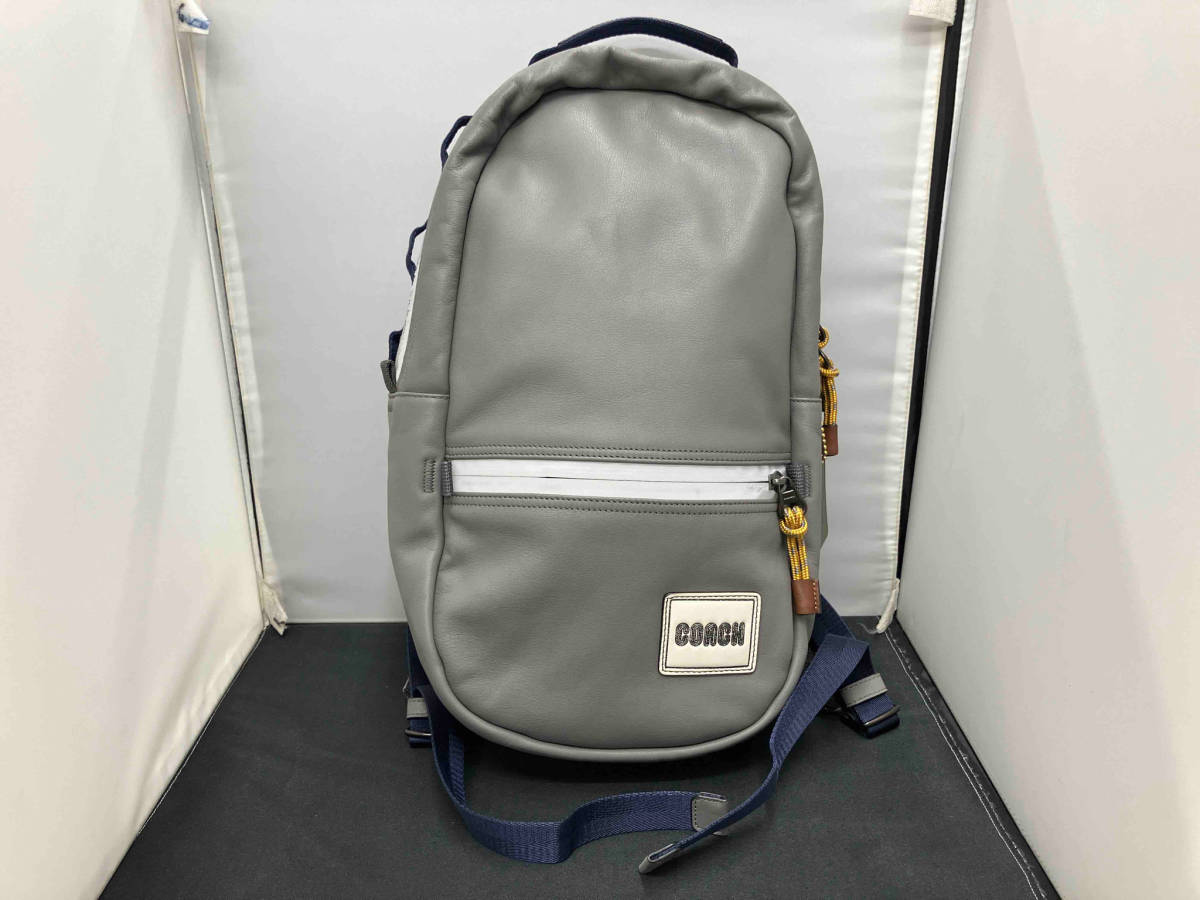 COACH 78829 ペイサー バックパック ウィズ コーチ リュック デイバッグ グレー 使用感大 レザー_画像1