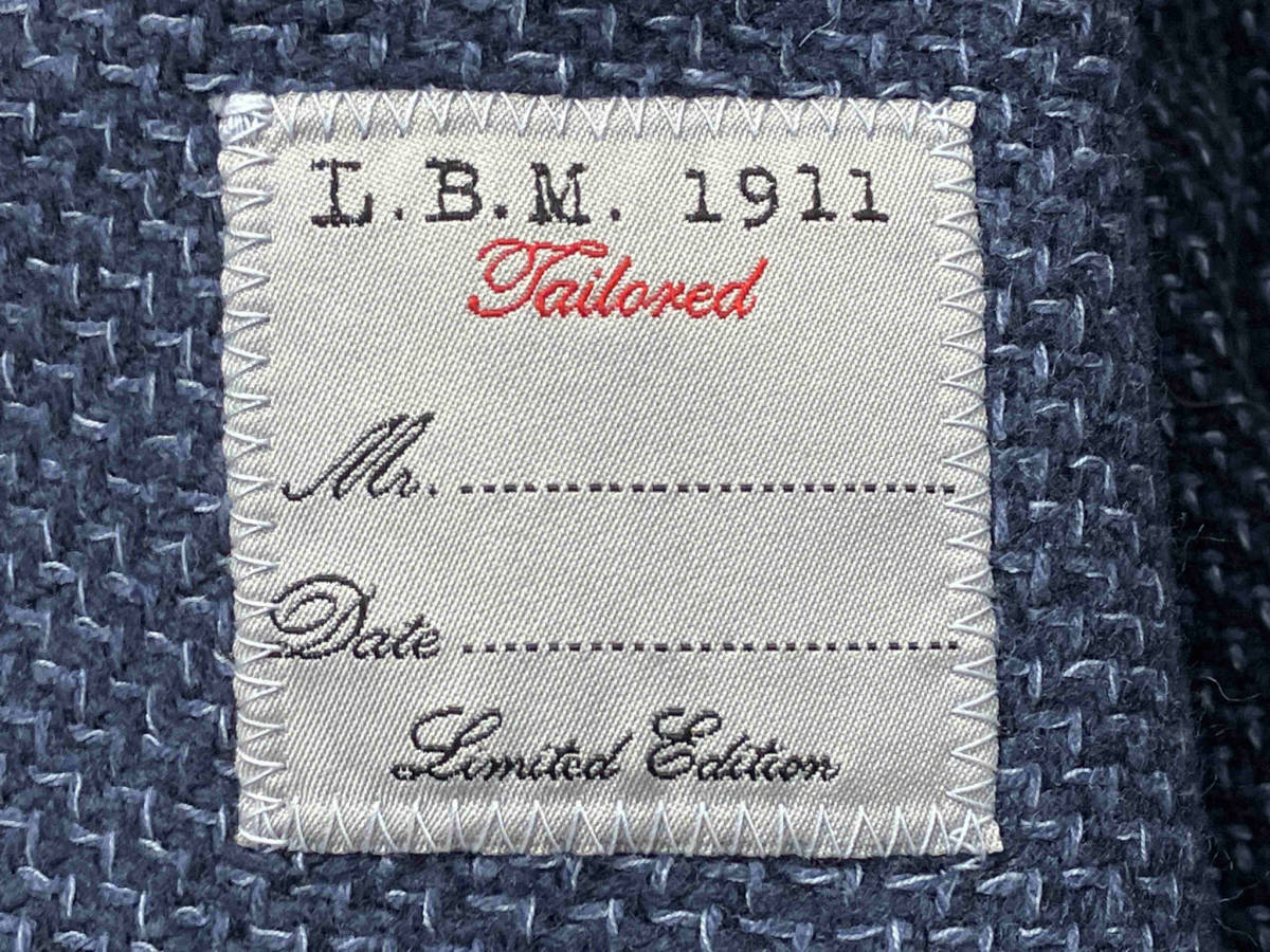 L.B.M.1911 エルビーエム テーラードジャケット ジャガード 織柄 ネイビー 紺 ブルー 青 コットン 綿 ウール 毛 シルク 絹 メンズ アウター_画像3
