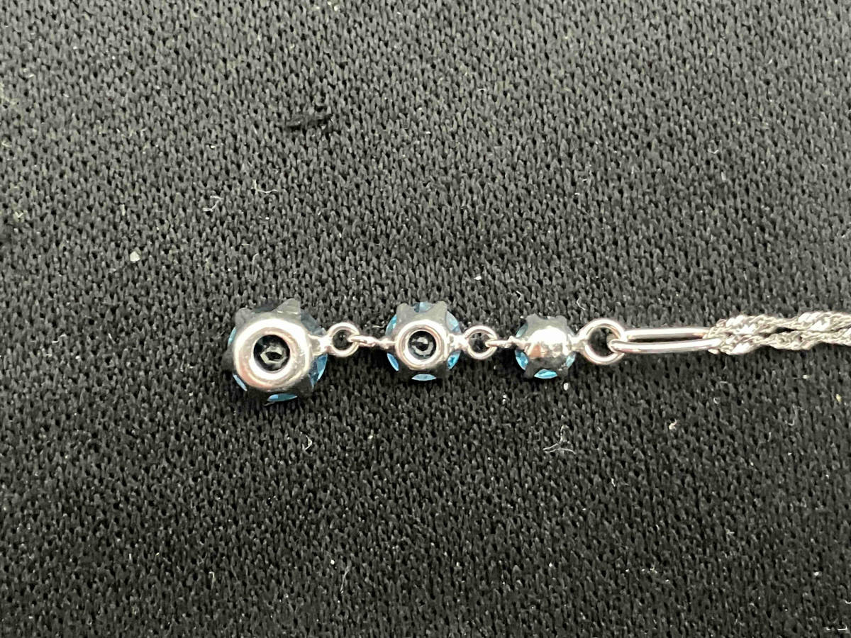 K18WG／トップ刻印無／40cm／1.3g／青／ネックレス