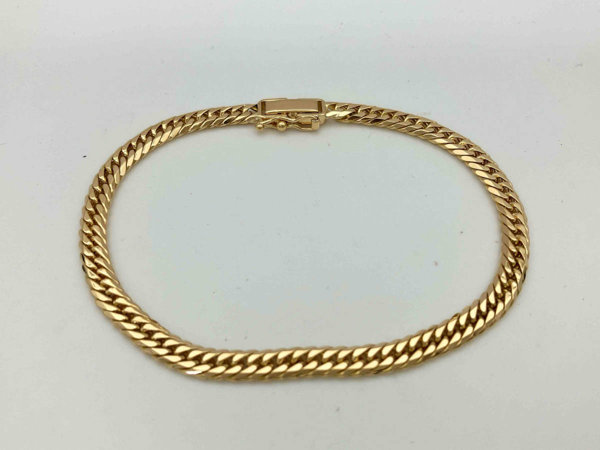 最適な価格 K18/18cm/10.4g/6面ダブル喜平ブレスレット/造幣局刻印有り 店舗受取可 イエローゴールド
