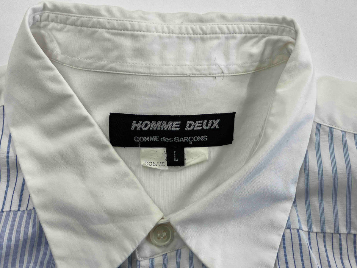 COMME des GARCONS HOMME DEUX /長袖シャツ/コムデギャルソンオムドゥ/16ss /DQ-B056 /パッチワーク/ストライプ/L/春_画像3