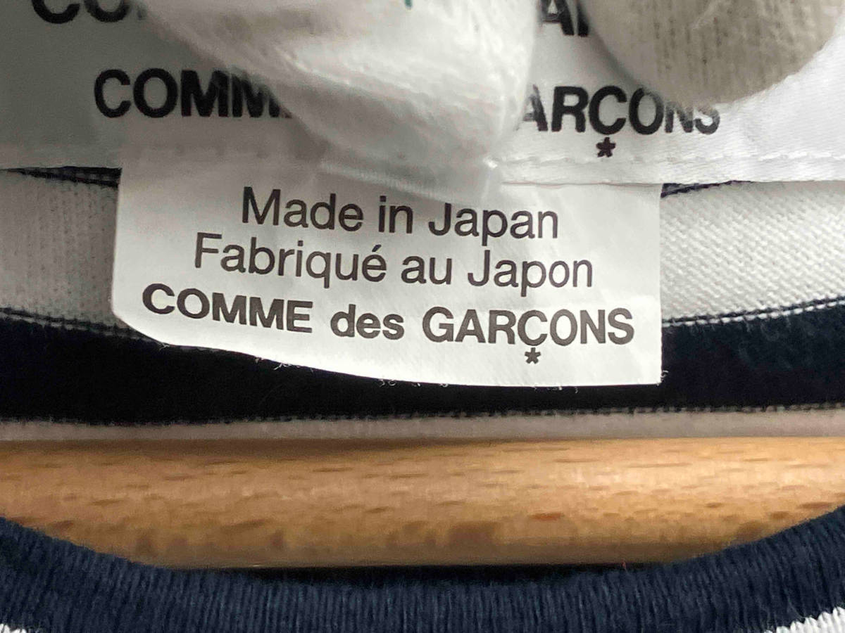 COMME des GARCONS| long sleeve T shirt | cut and sewn | com com | navy | white | border pattern |S size | lady's 