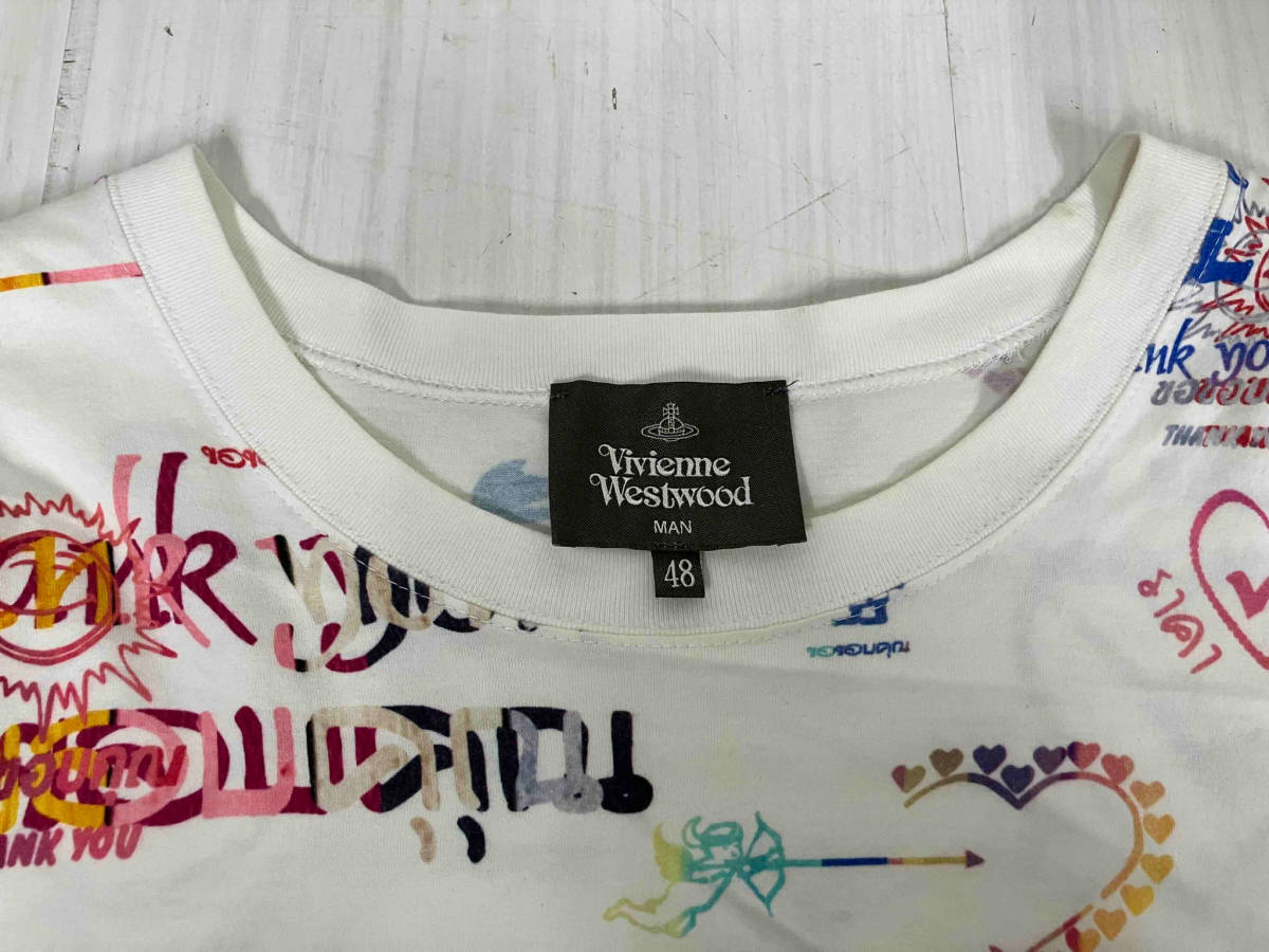 Vivienne Westwood MAN ヴィヴィアン ウエストウッド マン 総柄Tシャツ VW-LP-82804 “ THANK YOU ” リラックスTシャツ サイズ48_画像4