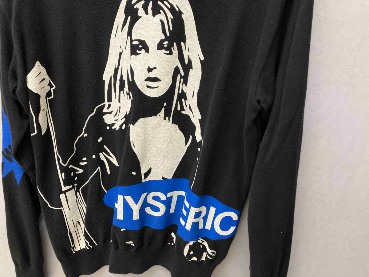 HYSTERIC GLAMOUR BLACK LEATHER WOMAN プルオーバー 02221NS03 メンズ ニット Mサイズ ストリート ブラック_画像3