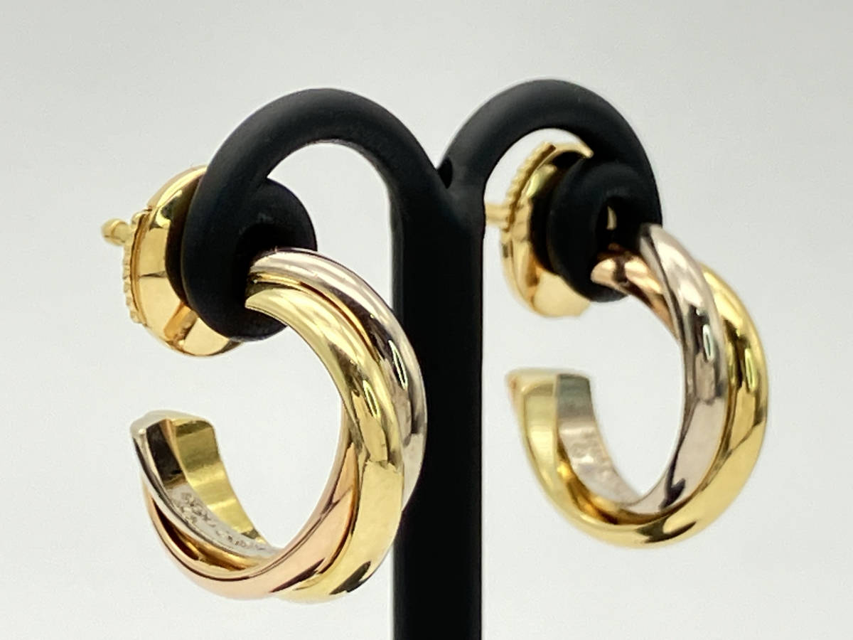 経典 Cartier 4.6g ゴールド ブランドアクセサリー YGPGWG トリニティピアス K18 イヤリング、ピアス