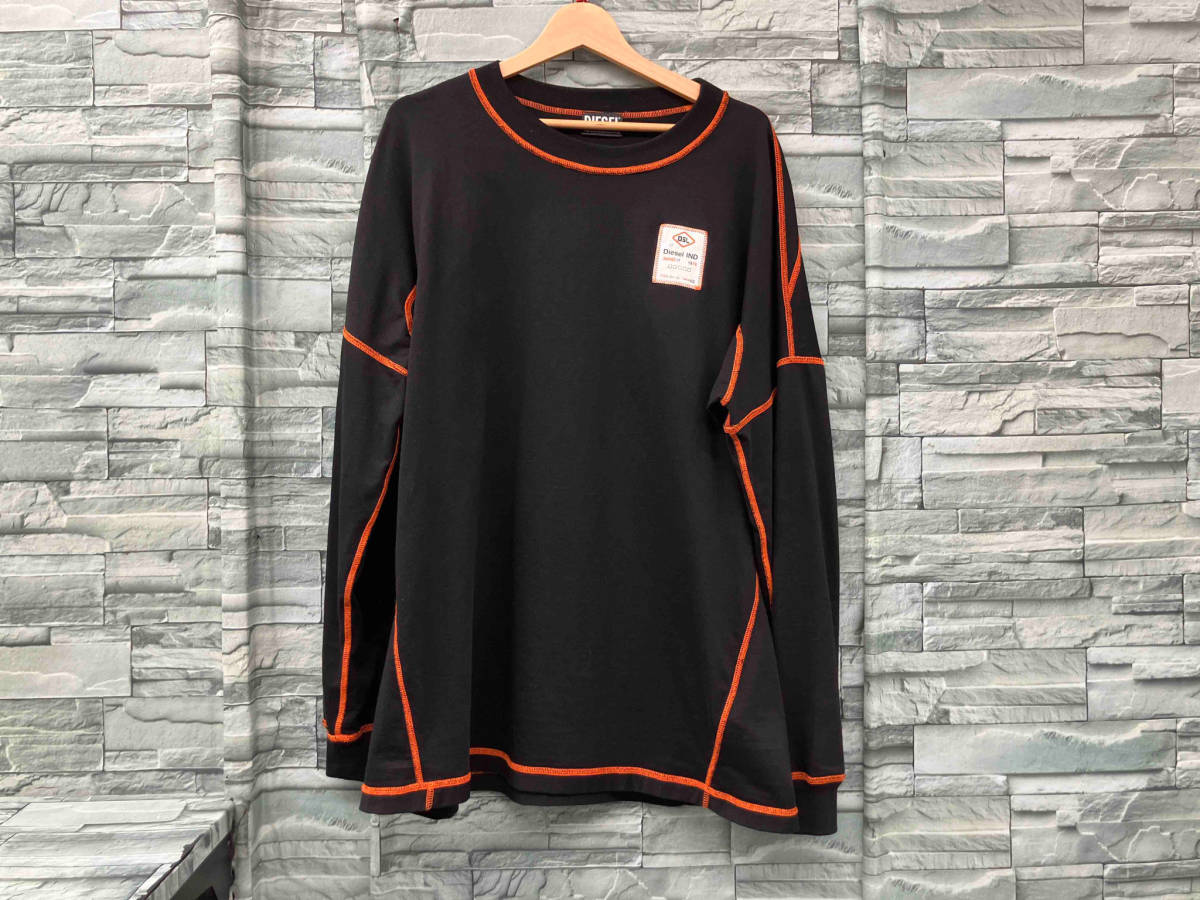DIESEL ディーゼル ブラック オレンジ T-GLYNERGO/22SS/ステッチデザイン 長袖Tシャツ