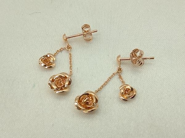 [K18] rose earrings gold precious metal Gold accessory lady's used 