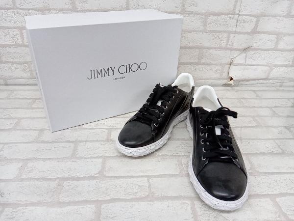 JIMMY CHOO ジミーチュウ メンズ レディース サイズ41 ブラック レザー スニーカー ローカット レースアップ 箱付き_画像1