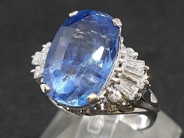 鑑別書付き Pt900 天然ブルーサファイア プラチナ リング 指輪 S9.57ct D0.63ct 9.5g #12 店舗受取可_画像3