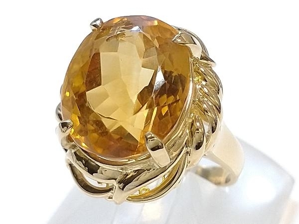 最高品質の 鑑別書付き K18 店舗受取可 #9 7.1g 8.83ct イエローゴールド 指輪 リング シトリン YG 18金 イエローゴールド