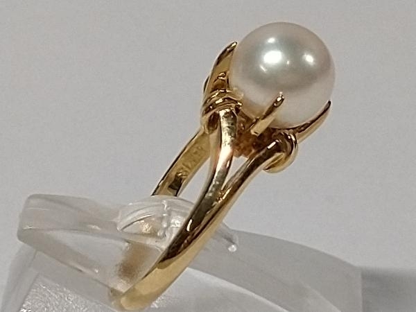 MIKIMOTO K18 ゴールド 総重量3.6g サイズ約9号 白珠 リング 指輪 ミキモト_画像3