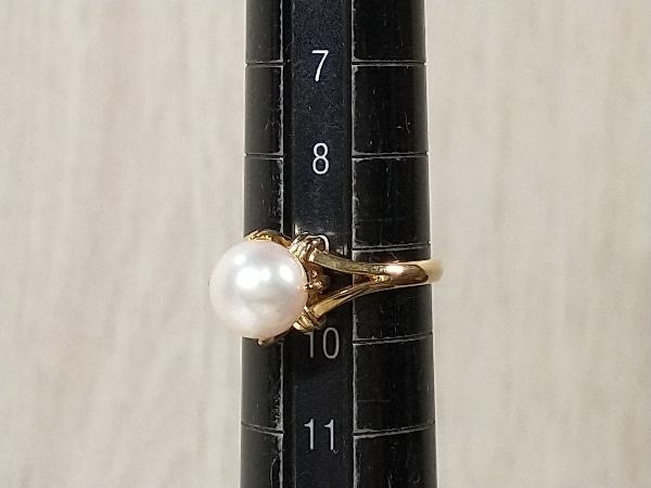 MIKIMOTO K18 ゴールド 総重量3.6g サイズ約9号 白珠 リング 指輪 ミキモト_画像7