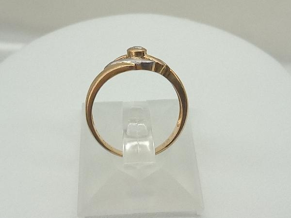 【K18／Pt900】 12号／ダイヤモンド 0.09ct リング 指輪 ゴールド プラチナ コンビ アクセサリー レディース 中古_画像4