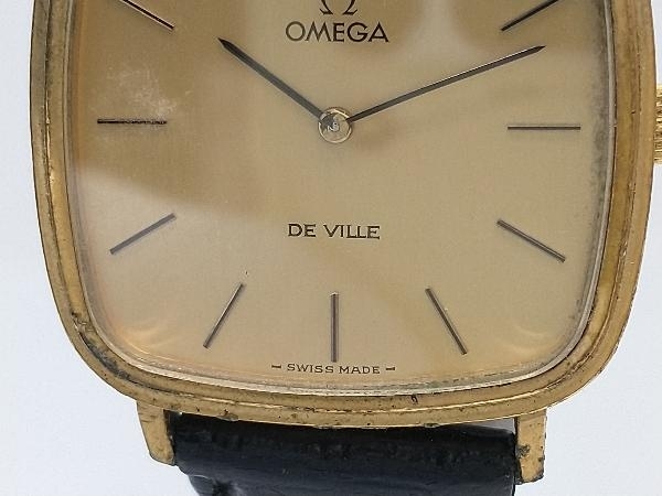 ジャンク 稼働 OMEGA DE VILLE オメガ デビル デヴィル スクエア クォーツ 腕時計 ゴールド メンズ_画像7